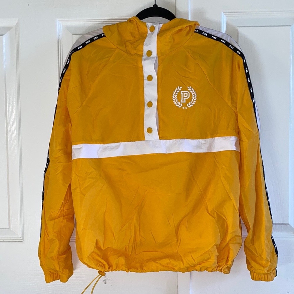 NWOT PINK Yellow and White Waterproof Windproof Anorak Jacket with Pockets